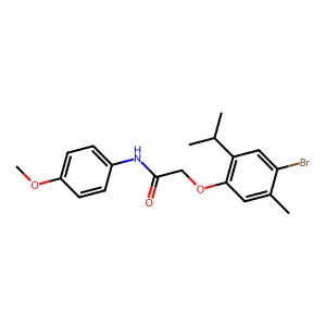 2-(4-bromo-2-isopropyl-5-methylphenoxy)-N-(4-methoxyphenyl)acetamide structure