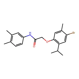 2-(4-bromo-2-isopropyl-5-methylphenoxy)-N-(3,4-dimethylphenyl)acetamide structure