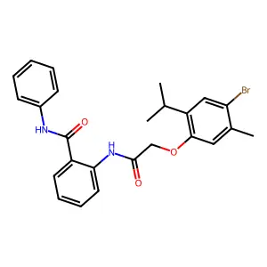 2-{[(4-bromo-2-isopropyl-5-methylphenoxy)acetyl]amino}-N-phenylbenzamide structure