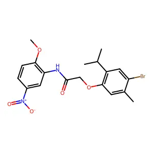2-(4-bromo-2-isopropyl-5-methylphenoxy)-N-{5-nitro-2-methoxyphenyl}acetamide structure