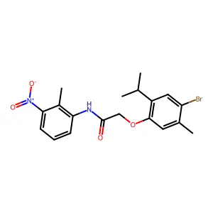 2-(4-bromo-2-isopropyl-5-methylphenoxy)-N-{3-nitro-2-methylphenyl}acetamide structure