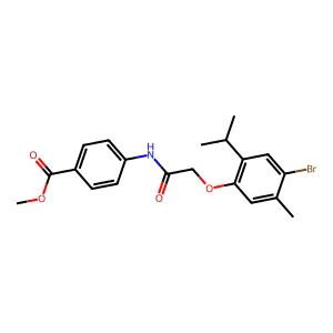 Methyl 4-{[(4-bromo-2-isopropyl-5-methylphenoxy)acetyl]amino}benzoate structure