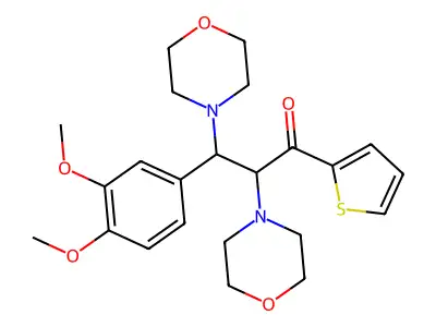 3-(3,4-Dimethoxyphenyl)-2,3-dimorpholino-1-(thiophen-2-yl)propan-1-one structure