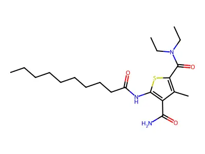 5-(decanoylamino)-2-N,2-N-diethyl-3-methylthiophene-2,4-dicarboxamide structure