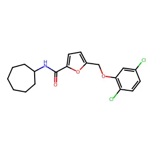 N-cycloheptyl-5-[(2,5-dichlorophenoxy)methyl]furan-2-carboxamide structure