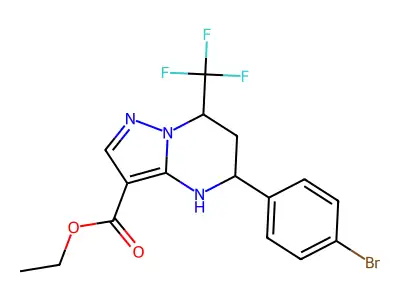 ethyl 5-(4-bromophenyl)-7-(trifluoromethyl)-4,5,6,7-tetrahydropyrazolo[1,5-a]pyrimidine-3-carboxylate structure