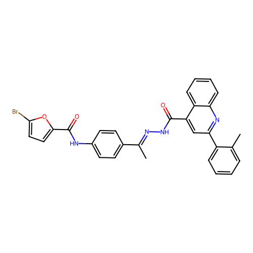 5-bromo-N-[4-(N-{[2-(2-methylphenyl)-4-quinolinyl]carbonyl}ethanehydrazonoyl)phenyl]-2-furamide structure