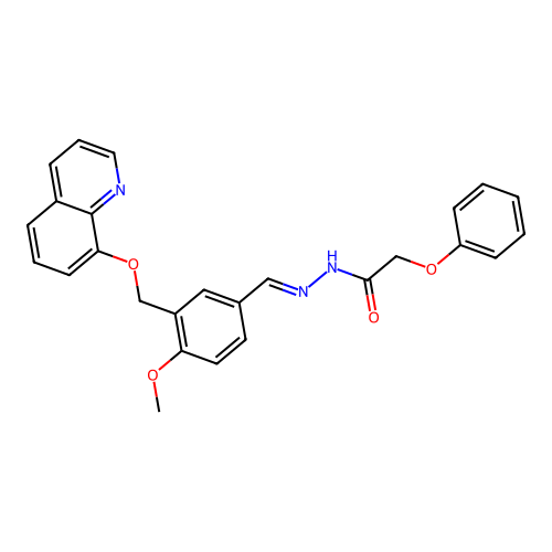 N-[(E)-[4-methoxy-3-(quinolin-8-yloxymethyl)phenyl]methylideneamino]-2-phenoxyacetamide structure