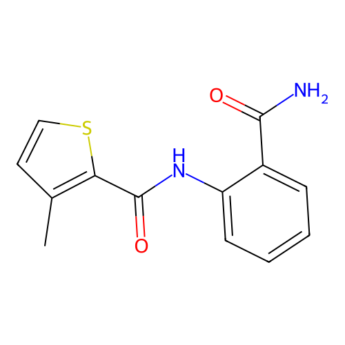 N-(2-carbamoylphenyl)-3-methylthiophene-2-carboxamide structure