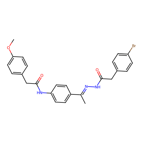 N-(4-{N-[(4-bromophenyl)acetyl]ethanehydrazonoyl}phenyl)-2-(4-methoxyphenyl)acetamide structure