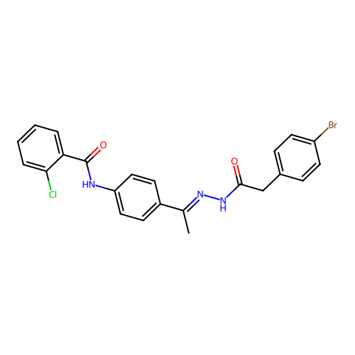 N-(4-{N-[(4-bromophenyl)acetyl]ethanehydrazonoyl}phenyl)-2-chlorobenzamide structure