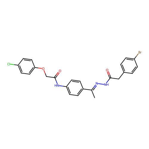 N-(4-{N-[(4-bromophenyl)acetyl]ethanehydrazonoyl}phenyl)-2-(4-chlorophenoxy)acetamide structure