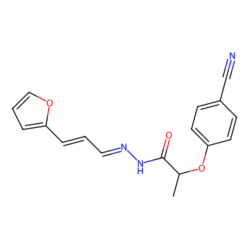 2-(4-cyanophenoxy)-N'-[(1E,2E)-3-(furan-2-yl)prop-2-en-1-ylidene]propanehydrazide structure