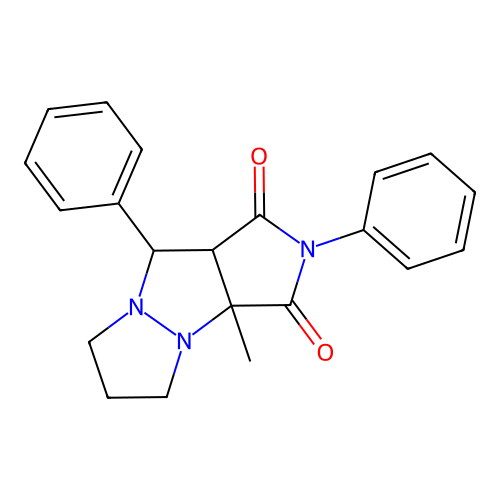 3a-Methyl-2,9-diphenylperhydropyrazolo[1,2-a]pyrrolo[3,4-c]pyrazole-1,3-dione structure