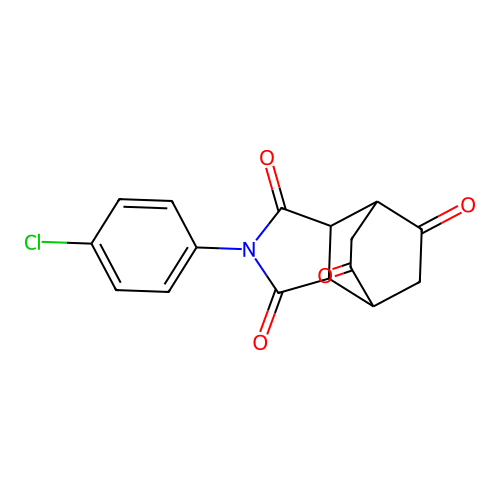 2-(4-chlorophenyl)tetrahydro-1H-4,7-ethanoisoindole-1,3,5,8(2H,4H)-tetrone structure