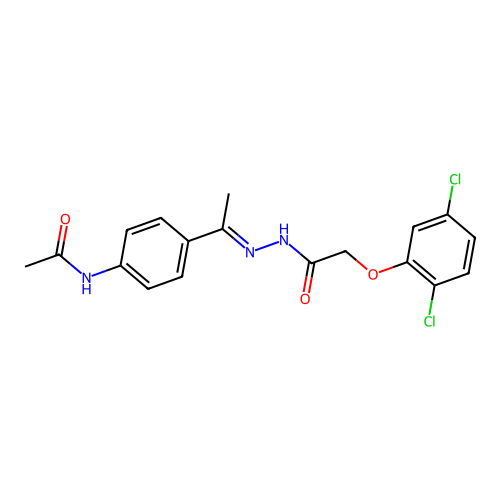 N-(4-{N-[(2,5-dichlorophenoxy)acetyl]ethanehydrazonoyl}phenyl)acetamide structure