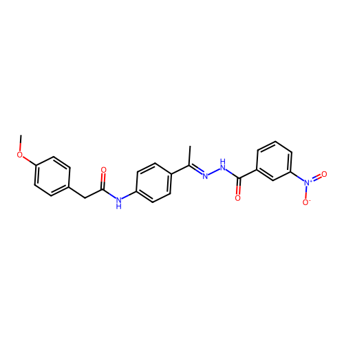 N-[4-(N-{3-nitrobenzoyl}ethanehydrazonoyl)phenyl]-2-(4-methoxyphenyl)acetamide structure