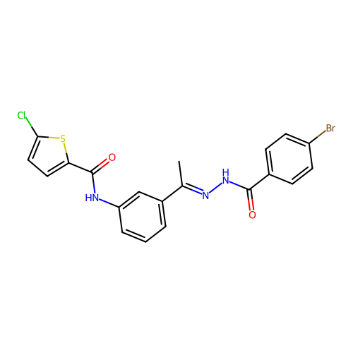 N-{3-[N-(4-bromobenzoyl)ethanehydrazonoyl]phenyl}-5-chloro-2-thiophenecarboxamide structure