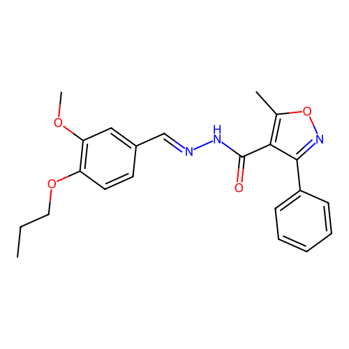 N'-(3-methoxy-4-propoxybenzylidene)-5-methyl-3-phenyl-4-isoxazolecarbohydrazide structure