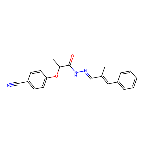 2-(4-cyanophenoxy)-N'-(2-methyl-3-phenyl-2-propenylidene)propanohydrazide structure