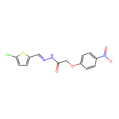 N-[(E)-(5-chlorothiophen-2-yl)methylideneamino]-2-(4-nitrophenoxy)acetamide structure