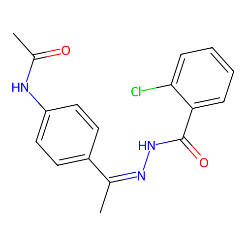 N-[1-(4-acetamidophenyl)ethylideneamino]-2-chlorobenzamide structure