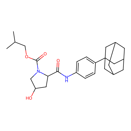 Isobutyl 2-{[4-(1-adamantyl)anilino]carbonyl}-4-hydroxy-1-pyrrolidinecarboxylate structure