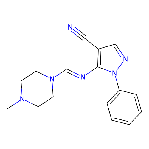 5-{[(4-methyl-1-piperazinyl)methylene]amino}-1-phenyl-1H-pyrazole-4-carbonitrile structure