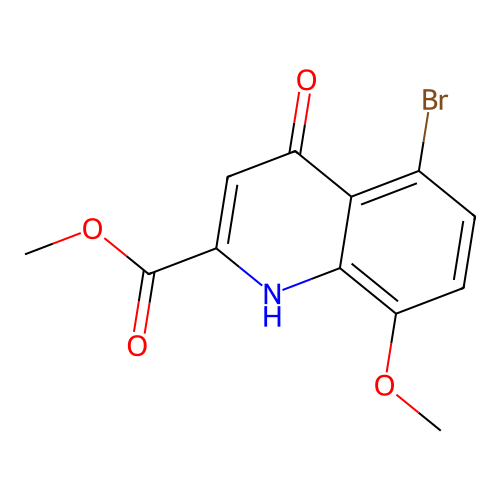 Methyl-4-hydroxy-5-bromo-8-methoxy-quinoline-2-carboxylate structure