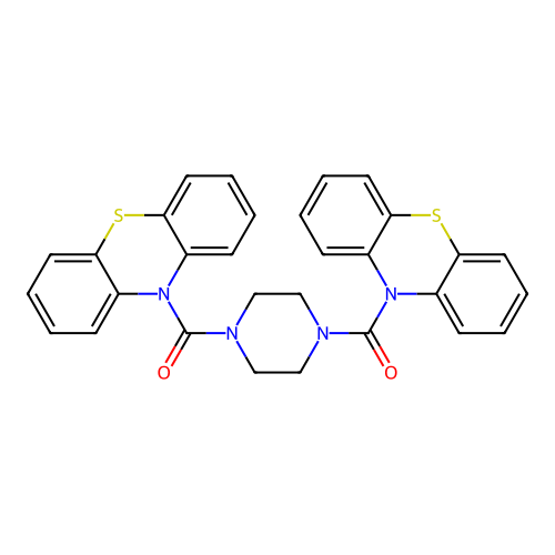 piperazine-1,4-diylbis(10H-phenothiazin-10-ylmethanone) structure