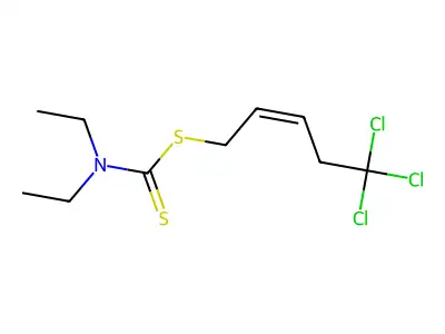 5,5,5-trichloropent-2-enyl N,N-diethylcarbamodithioate structure