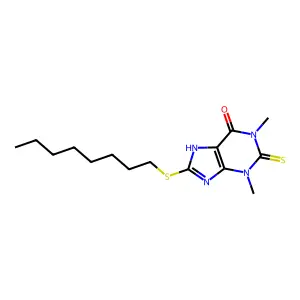 1,2,3,9-Tetrahydro-1,3-dimethyl-8-(octylthio)-2-thioxo-6H-purin-6-one structure