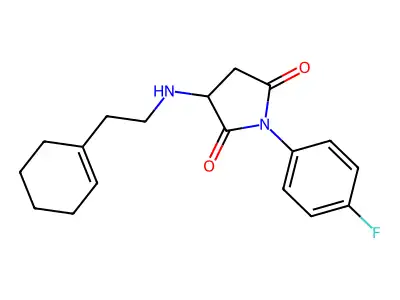 3-[2-(Cyclohexen-1-yl)ethylamino]-1-(4-fluorophenyl)pyrrolidine-2,5-dione structure