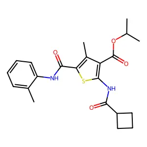 isopropyl 2-[(cyclobutylcarbonyl)amino]-4-methyl-5-(2-toluidinocarbonyl)thiophene-3-carboxylate structure