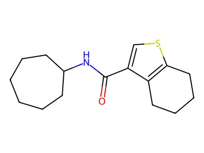 N-cycloheptyl-4,5,6,7-tetrahydro-1-benzothiophene-3-carboxamide structure