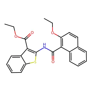 Ethyl 2-[(2-ethoxy-1-naphthoyl)amino]-1-benzothiophene-3-carboxylate structure