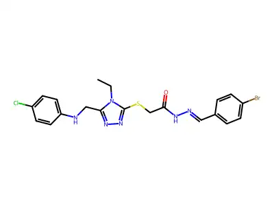 2-[[5-[[(4-Chlorophenyl)amino]methyl]-4-ethyl-4H-1,2,4-triazol-3-yl]thio]acetic acid 2-[(4-bromophenyl)methylene]hydrazide structure
