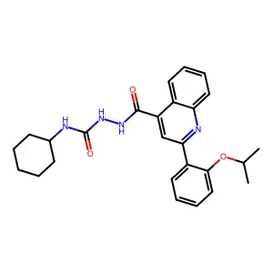 1-Cyclohexyl-3-[[2-(2-propan-2-yloxyphenyl)quinoline-4-carbonyl]amino]urea structure