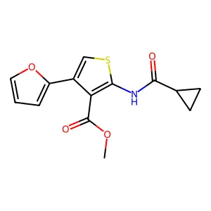 Methyl 2-(cyclopropanecarbonylamino)-4-(furan-2-yl)thiophene-3-carboxylate structure