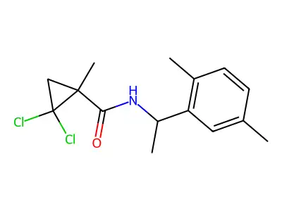 2,2-dichloro-N-[1-(2,5-dimethylphenyl)ethyl]-1-methylcyclopropanecarboxamide structure