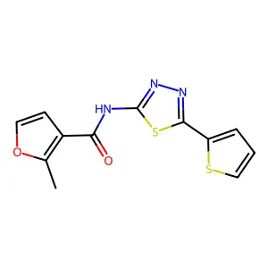 2-methyl-N-(5-thiophen-2-yl-1,3,4-thiadiazol-2-yl)furan-3-carboxamide structure