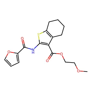 2-methoxyethyl 2-(2-furoylamino)-4,5,6,7-tetrahydro-1-benzothiophene-3-carboxylate structure