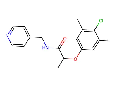 2-(4-chloro-3,5-dimethylphenoxy)-N-(pyridin-4-ylmethyl)propanamide structure