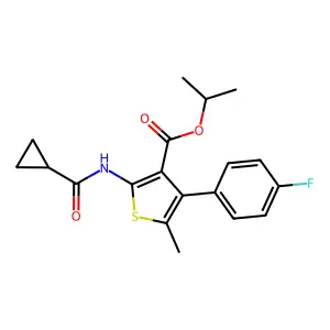 isopropyl 2-[(cyclopropylcarbonyl)amino]-4-(4-fluorophenyl)-5-methyl-3-thiophenecarboxylate structure