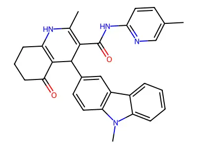 2-methyl-4-(9-methyl-9H-carbazol-3-yl)-N-(5-methylpyridin-2-yl)-5-oxo-1,4,5,6,7,8-hexahydroquinoline-3-carboxamide structure