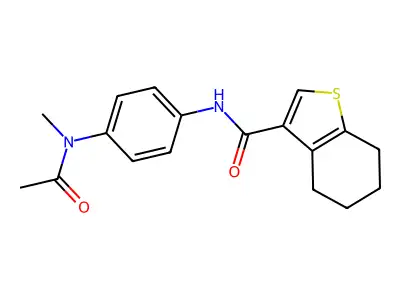 N-[4-[acetyl(methyl)amino]phenyl]-4,5,6,7-tetrahydro-1-benzothiophene-3-carboxamide structure