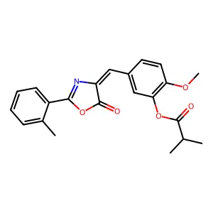 [2-methoxy-5-[(E)-[2-(2-methylphenyl)-5-oxo-1,3-oxazol-4-ylidene]methyl]phenyl] 2-methylpropanoate structure