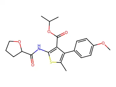 Propan-2-yl 4-(4-methoxyphenyl)-5-methyl-2-(oxolane-2-carbonylamino)thiophene-3-carboxylate structure