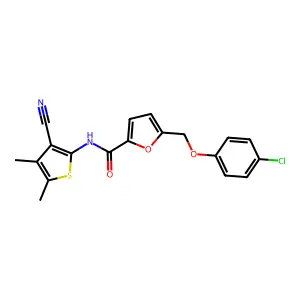 5-[(4-chlorophenoxy)methyl]-N-(3-cyano-4,5-dimethylthiophen-2-yl)furan-2-carboxamide structure