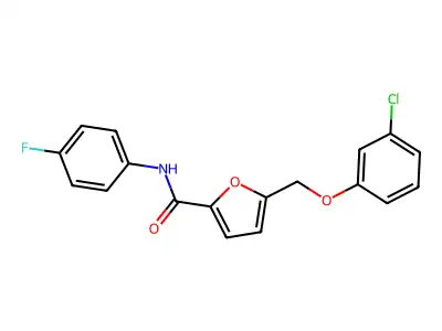 5-[(3-chlorophenoxy)methyl]-N-(4-fluorophenyl)furan-2-carboxamide structure